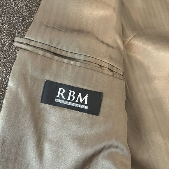 Vtg RBM Mens Size 42L Brown Lambswool Blazer Suit Jacket Sport Coat - Picture 7 of 12